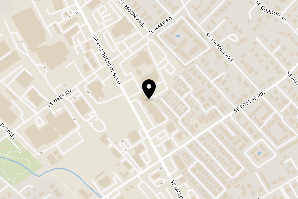 Map showing the location of City Pizza PDX McLoughlin Blvd on 17038 SE McLoughlin Blvd in Portland